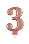 Cijferkaars 3 jaar rose goud 10cm
