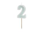 Verjaardagskaars Nummer 2, licht mint,