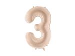 Folie ballon cijfer 3 72cm beige