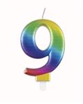 Cijferkaars 9 jaar regenboog 9,5cm