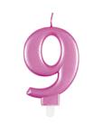 Cijferkaars 9 jaar metallic roze