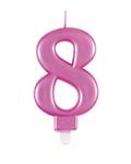 Cijferkaars 8 jaar metallic roze