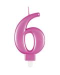 Cijferkaars 6 jaar metallic roze