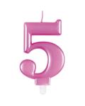 Cijferkaars 5 jaar metallic roze