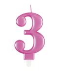 Cijferkaars 3 jaar metallic roze