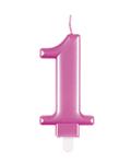 Cijferkaars 1 jaar metallic roze