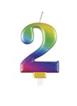 Cijferkaars 2 jaar regenboog 9,5cm