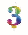 Cijferkaars 3 jaar regenboog 9,5cm