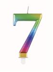 Cijferkaars 7 jaar regenboog 9,5cm
