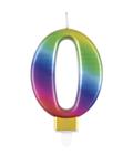 Cijferkaars 0 jaar regenboog 9,5cm