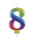 Cijferkaars 8 jaar regenboog 9,5cm