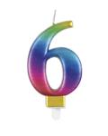 Cijferkaars 6 jaar regenboog 9,5cm