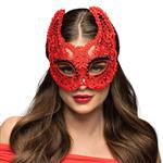 Halloween Oogmasker Rood Duivel Kant
