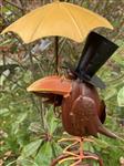 Regenmeter vogel, Raaf met paraplu, hoed en bril RM165a