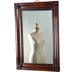 Strakke Biedermeier spiegel met holle bloemmahonie lijst ca 1820 (No.290824)  - 1.00 m. Hoog
