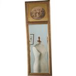 Smalle Hollandse schouwspiegel met romantische prent (No.290814) - 1.12 m. Hoog