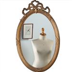 Ovale goudkleurige spiegel in Louis Seize met fraai strikje ca 1890 (No.290828) - 0,76 m. Hoog