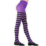 KINDERPANTY GESTREEPT, PAARS/ZWART
