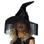 Halloween Heksenhoed Zwart Franjes