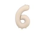 Folieballon Nummer '6', 86cm, lichtbeige