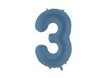 Folieballon Nummer '3', 86cm, marineblauw