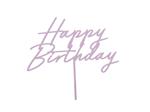 Acrylic cake topper ''Happy Birthday'', purple, 16.5 cm