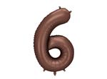 6 Jaar Cijfer Ballon Bruin Leeg 86cm