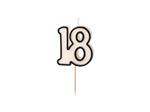 Birthday candle number 18, 5.5cm, black and white