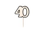 Birthday candle number 40, 5.5cm, black and white