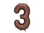 Foil Balloon Number ''3'', 86 cm, mocha