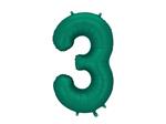 Foil Balloon Number ''3'', 86cm, Bottle Green