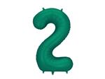Foil Balloon Number ''2'', 86cm, Bottle Green