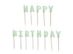 Birthday candles Happy Birthday, 2.5 cm, light green