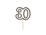 Birthday candle number 30, 5.5cm, black and white