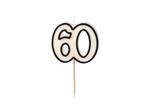 Birthday candle number 60, 5.5cm, black and white
