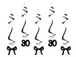 Birthday swirls for the 30th birthday with bows, black, 50 cm