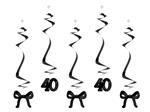 Birthday swirls for the 40th birthday with bows, black, 50 cm