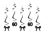 Birthday swirls for the 60th birthday with bows, black, 50 cm