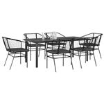 vidaXL 7-delige Tuinset met kussens poly rattan glas zwart