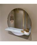 MONDIAZ SPOT spiegel rond 50cm met Spiegelplanchet kleur Clay.