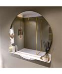 MONDIAZ SPOT spiegel rond 110cm met Spiegelplanchet kleur Talc.