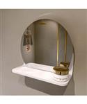 MONDIAZ SPOT spiegel rond 30cm met Spiegelplanchet kleur Talc.