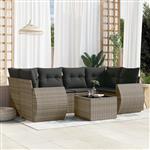 vidaXL 7-delige Loungeset met kussens poly rattan grijs