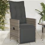 vidaXL Tuinstoel verstelbaar met kussens poly rattan grijs