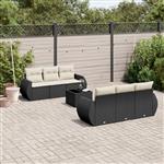 vidaXL 7-delige Loungeset met kussens poly rattan zwart