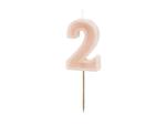 2 Jaar Kaars Lichtroze 10cm
