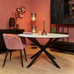 Eettafel Lynn White marble | 130 cm | Rond