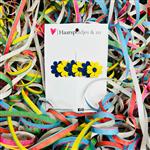 Blauw/geel (gele) madeliefjes op alligatorclip (groot) - carnaval - haaraccessoires