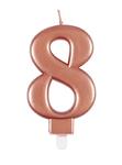 Metallic Rose Gold Number 8 Birthday Candle