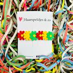 rood/geel/groen (rode/gele/groene) madeliefjes op French Barrette - carnaval - haaraccessoires